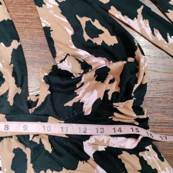 Diane Von Furstenberg Stylish Leopard Print Halter Neutral Jumpsuit Size Large - Picture 12 of 14